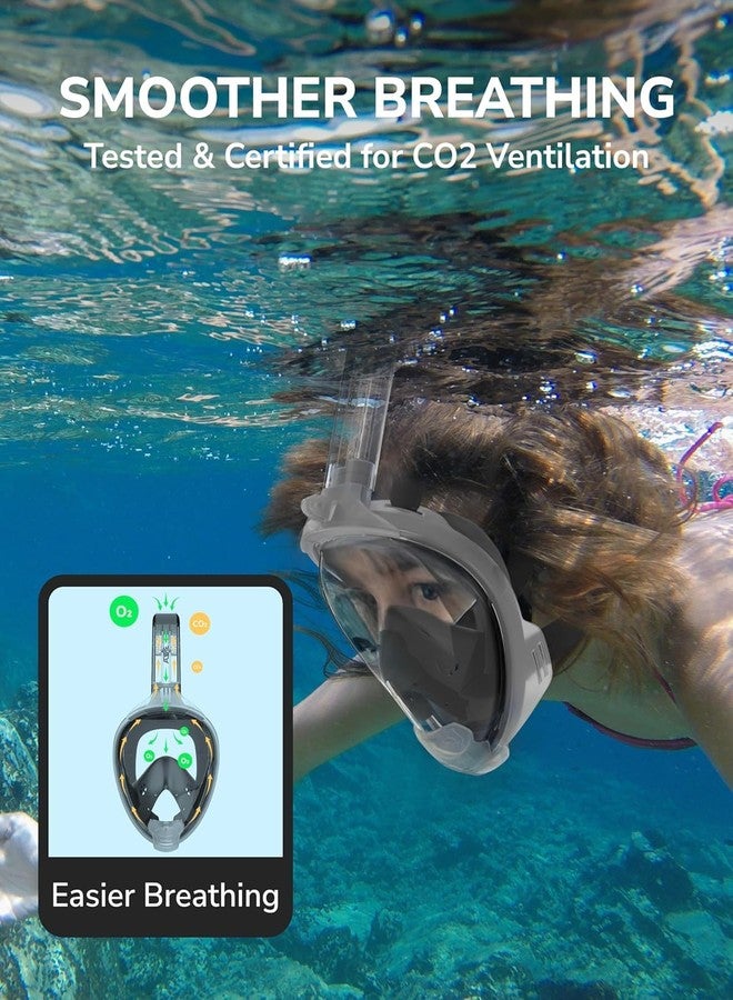 MUGATH Snorkel Mask,180°View Snorkelling Mask with Panoramic Full Face Design-Sports Camera Compatible Diving Mask with Anti-Fog and Anti-Leak Technology for Adults and Kids(Gray L/XL) - Image 4