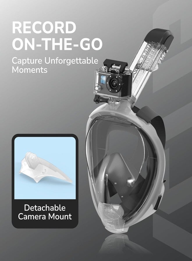 MUGATH Snorkel Mask,180°View Snorkelling Mask with Panoramic Full Face Design-Sports Camera Compatible Diving Mask with Anti-Fog and Anti-Leak Technology for Adults and Kids(Gray L/XL) - Image 3