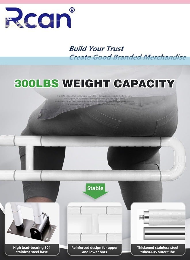 Rcan Foldable Drop Down Toilet Grab Bar Wall Support Aid Standing Aid Bathroom Handicap Rail Toilet Support Handle Foldable Non Slip Wall Mounted Grab Bars for Seniors Disabled Pregnant Women 60cm  - Image 4