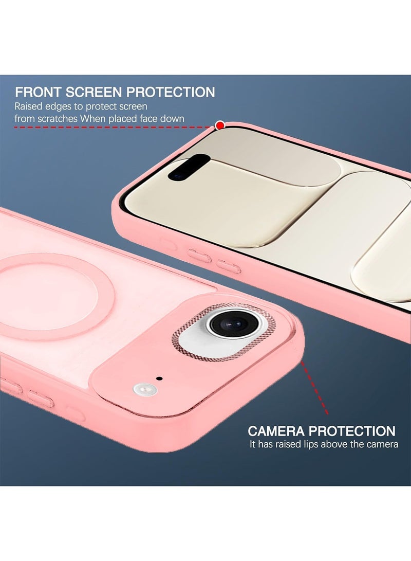 Techie حافظة أبل آيفون 17 إير ماغسيف - غطاء خلفي وردي غير لامع شفاف مغناطيسي مع واقي عدسة كاميرا مرتفع - Image 2