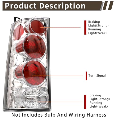 MiKaFex Tail Light Halogen Compatible With 2003-2023 Chevy Express GMC Savana Van 1500 2500 3500 Driver and Passenger Side White Rear Brake Lamps - Image 2