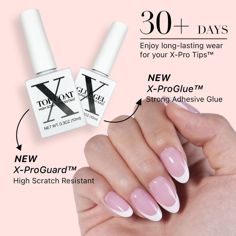 SXC Cosmetics French Tip Press On Nails Pink Series, Short Almond X-Pro Tips - Image 4