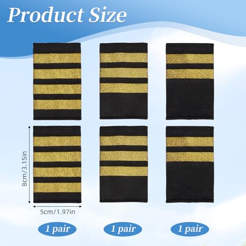 NICENEEDED 3 Styles Airlines Pilot Uniform Epaulets, Professional Aviators Shoulder Boards, Traditional Captain Shoulder Boards Insignia Uniform Bars Cosplay Epaulette Sliders for Men and Women - Image 2