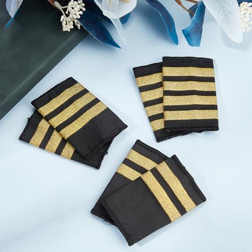 NICENEEDED 3 Styles Airlines Pilot Uniform Epaulets, Professional Aviators Shoulder Boards, Traditional Captain Shoulder Boards Insignia Uniform Bars Cosplay Epaulette Sliders for Men and Women - Image 4