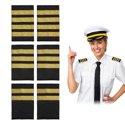 NICENEEDED 3 Styles Airlines Pilot Uniform Epaulets, Professional Aviators Shoulder Boards, Traditional Captain Shoulder Boards Insignia Uniform Bars Cosplay Epaulette Sliders for Men and Women - Image 1