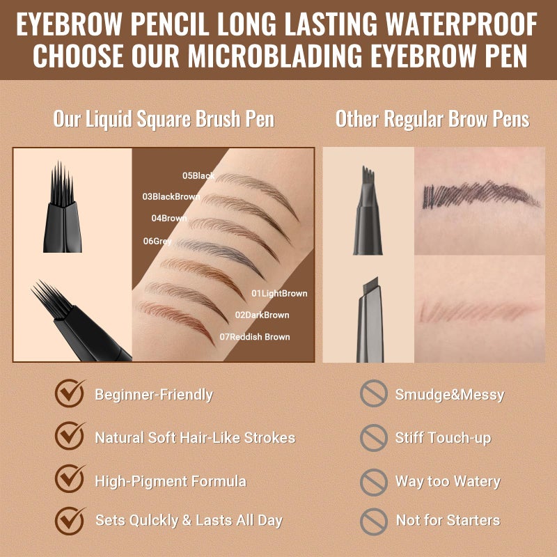 iMethod Eyebrow Pen - Eyebrow Pencil,2-in-1 Eyeliner Dual-Ended Microblading Eyebrow Pencil Long Lasting Waterproof Hair-Like Brow Pencil,with Eyebrow Brush,Eyebrow Pencils for Women,Reddish Brown - Image 4