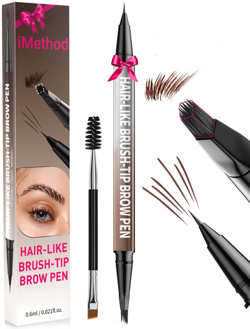 iMethod Eyebrow Pen - Eyebrow Pencil,2-in-1 Eyeliner Dual-Ended Microblading Eyebrow Pencil Long Lasting Waterproof Hair-Like Brow Pencil,with Eyebrow Brush,Eyebrow Pencils for Women,Reddish Brown - Image 1