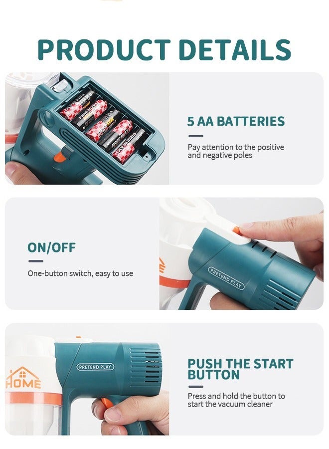 DURKU Children's Toy Vacuum Cleaner Set that Actually Works - Baby Play Vacuum, Kids Cleaning Set, Housekeeping Toy - Image 3