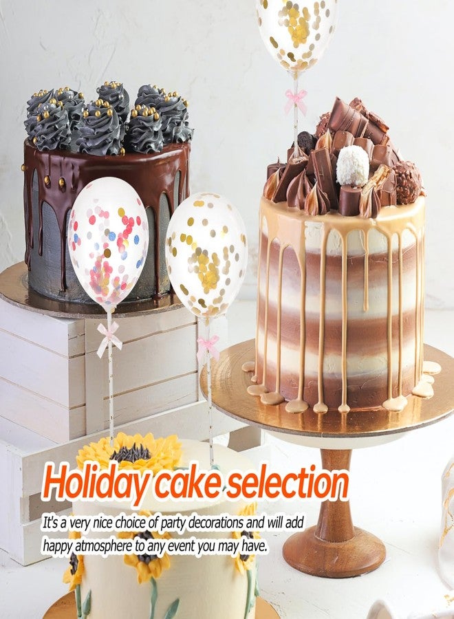 BESTOYARD 10Pcs Balloon Cake Toppers, Confetti Mini Balloons on a Stick for Birthday Party Decorations, Christmas Party, Baby Shower, Engagement Bridal, Homemade Baking Decor, Photography Props - Image 4