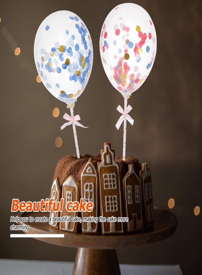 BESTOYARD 10Pcs Balloon Cake Toppers, Confetti Mini Balloons on a Stick for Birthday Party Decorations, Christmas Party, Baby Shower, Engagement Bridal, Homemade Baking Decor, Photography Props - Image 3