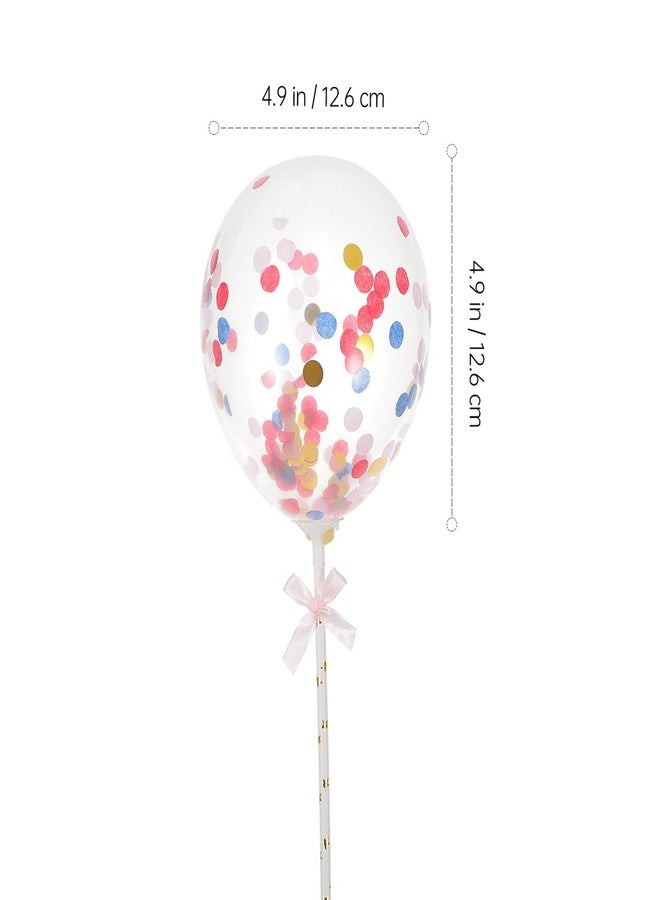 BESTOYARD 10Pcs Balloon Cake Toppers, Confetti Mini Balloons on a Stick for Birthday Party Decorations, Christmas Party, Baby Shower, Engagement Bridal, Homemade Baking Decor, Photography Props - Image 2