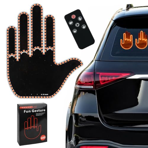STHIRA® Car Rear Windshield Decorative Gesture LED Light with Remote Control, 203 Light Beads Design, 4-Mode Fun Animated Display for Greeting, Interaction, Turn Signals, and Decoration - Image 1