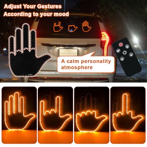 STHIRA® Car Rear Windshield Decorative Gesture LED Light with Remote Control, 203 Light Beads Design, 4-Mode Fun Animated Display for Greeting, Interaction, Turn Signals, and Decoration - Image 3