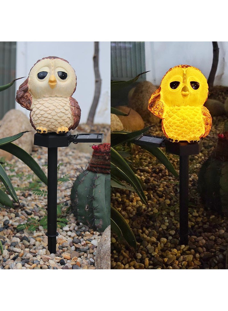 Loquat 2 Pieces Owl Shaped Solar LED Lights Effect Garden Light Auto On OR Off Dust To Dawn Outdoor Waterproof Landscape Decoration Solar Powered Security Torch Light - Image 1