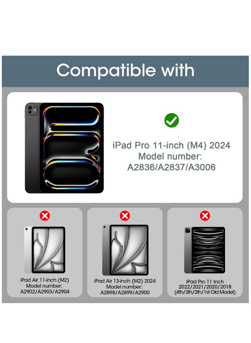آي باد برو 11 2024 ( الجيل الخامس ) 11.0 بوصة 360 ° قوس الدورية مع الصدمات الذكية اللوحي القضية ، مع حامل القلم و انفصال لوحة المفاتيح اللاسلكية - أسود - Image 2