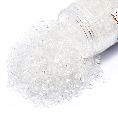 TWINKLING High Luster Crushed Glass Glitter, Broken Glass, Fire Glass Gems Chips for Fire Pit, DIY Resin Art, Epoxy Crafts, Geode Painting, Aquarium Decoration, 6-9mm(370g/13oz.) (Clear/Transparent) - Image 1