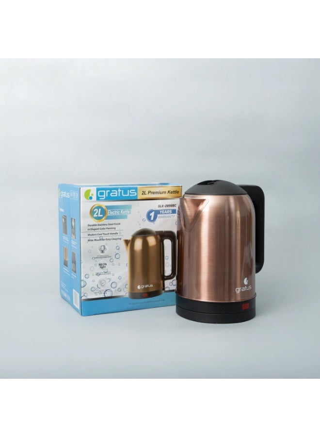Gratus 2.0L Copper-Coated Stainless Steel Electric Kettle 1500W with 360° Cordless Base & Auto Shut-Off, Copper/Bronze GLK2098BC - Image 5