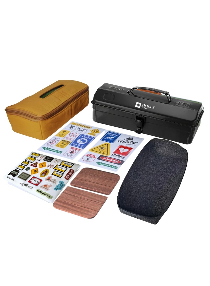 VIOLLA wisal Luxury metal tea and coffee bag for travel and outings, fully equipped, portable with a leather handle and internal protection, easy to carry, a luxurious and elegant gift for authentic tea lovers, a luxurious tea experience.  - Image 1