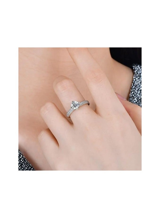 فيروز جوليري خاتم سوليتير ذهب ابيض مطلي للنساء فص زركونيا مكعب - خاتم الوعد - يناسب جميع المناسبات من فيروز جوليري - Image 3