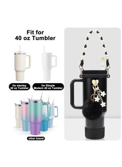 spa luxetique Stanley Cup Accessories Set Including Water Bottle Handle Strap, Siliocne Stanley Cup Boot, Siliocne Straw Cover, Stanley Charms for Stanley Cup 40oz & 30oz Tumbler  - Image 4