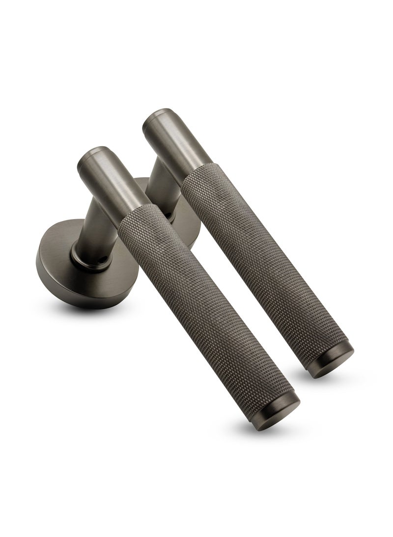 CINCINNO Fidelis/A Premium Anti-Rust Brass Door Handle Pair – Durable & Stylish for Home & Office, UV Protection, 2-Year Color & 5-Year Mechanical Warranty, Salt Spray Tested (Gun Metal Grey)  - Image 1