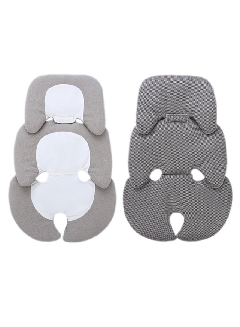 Baby Seat Pad Liner for Stroller, Head and Body Support Pillow, Infant Car Seat Insert, for Newborn to Toddler Stroller Cushion,Grey and White Colour Blocking - Image 1
