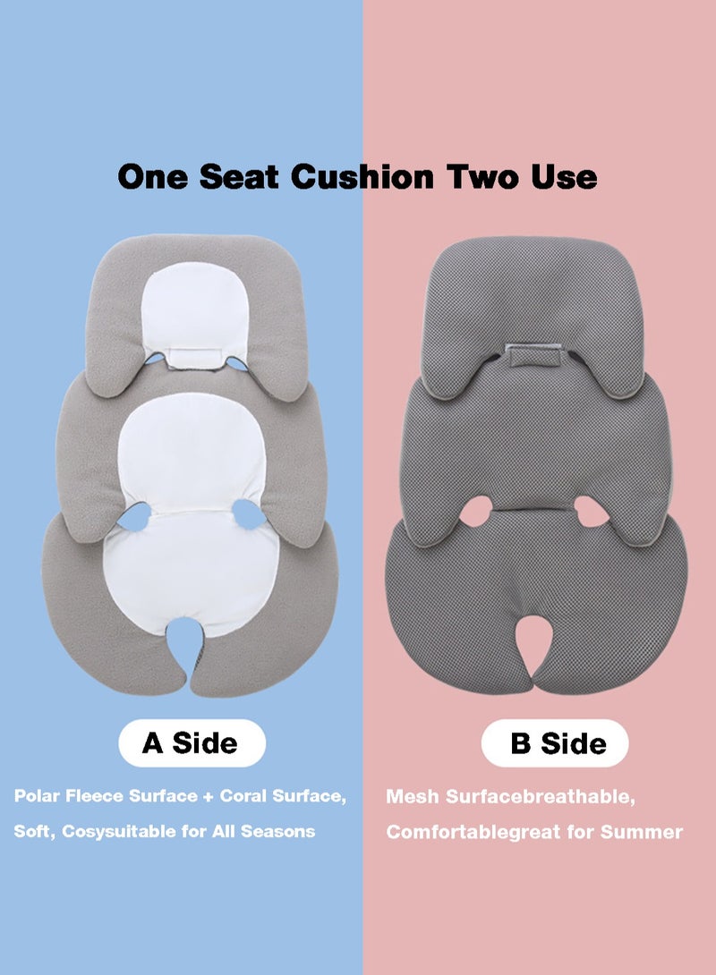 Baby Seat Pad Liner for Stroller, Head and Body Support Pillow, Infant Car Seat Insert, for Newborn to Toddler Stroller Cushion,Grey and White Colour Blocking - Image 2