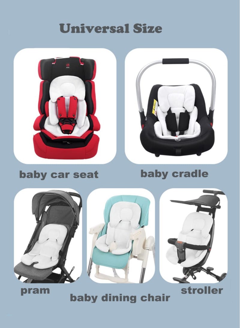 Baby Seat Pad Liner for Stroller, Head and Body Support Pillow, Infant Car Seat Insert, for Newborn to Toddler Stroller Cushion,Grey and White Colour Blocking - Image 3