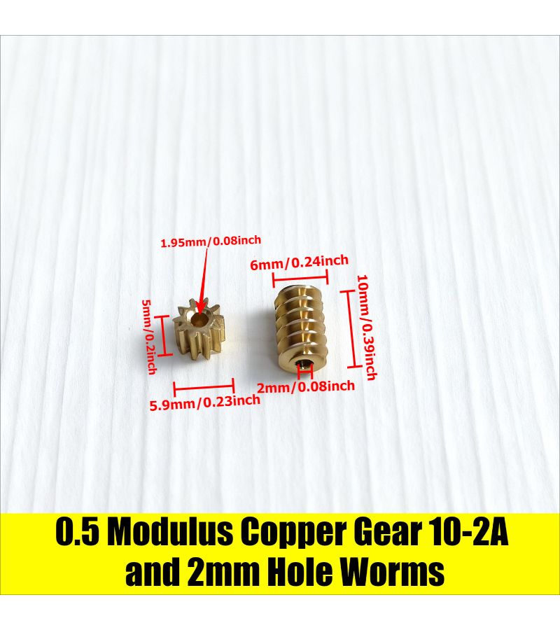 1 × 0.5 موديول ترس نحاسي ومجموعة ترس لولبي بفتحة 2 مم، ترس 9 أسنان بفتحة 2 مم - Image 5