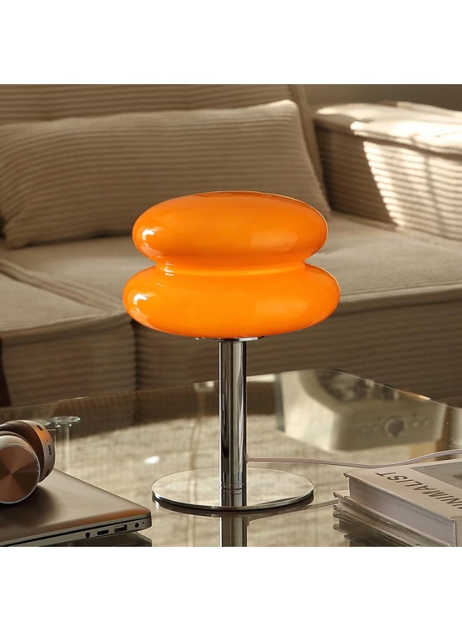 Mushroom Lamp for Bedroom,Mid Century Modern Lamp for Nightstand, Dimmable Retro Egg Tart Bedside Small Lamps,Unique Home Mushroom Decor Aesthetic Cute Table Lamps for Living Room (Orange) - Image 2