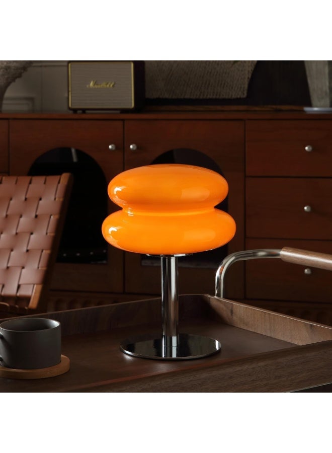 Mushroom Lamp for Bedroom,Mid Century Modern Lamp for Nightstand, Dimmable Retro Egg Tart Bedside Small Lamps,Unique Home Mushroom Decor Aesthetic Cute Table Lamps for Living Room (Orange) - Image 1