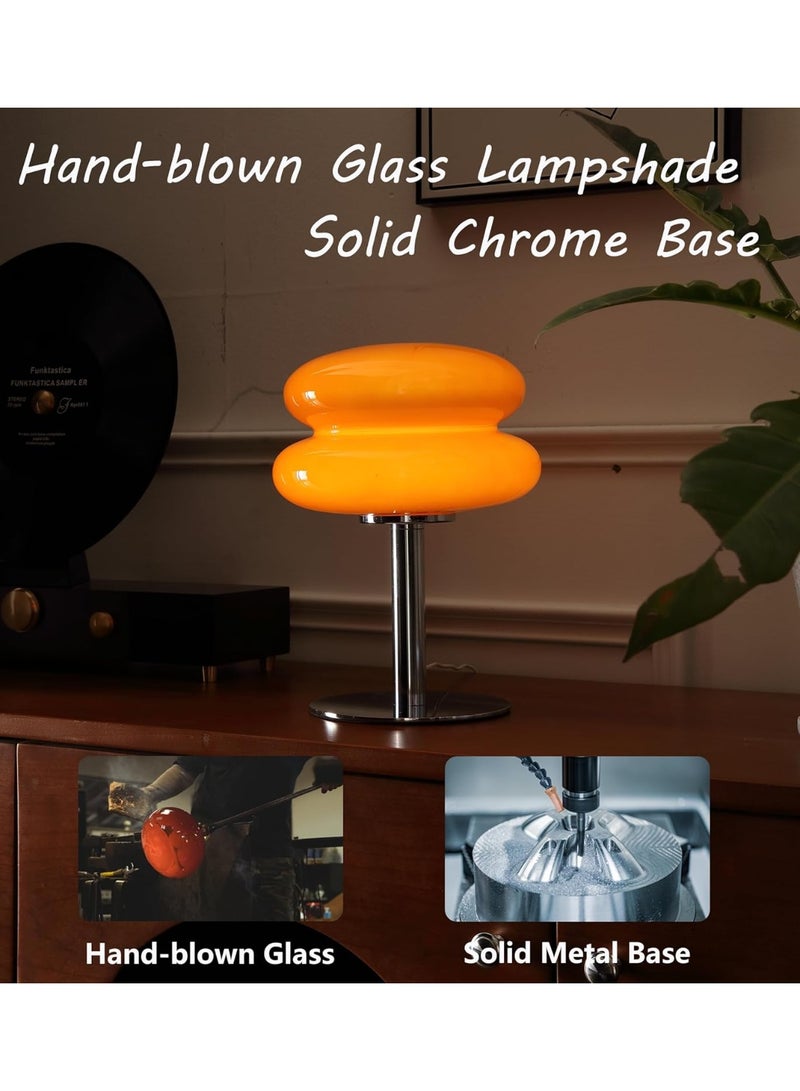 Mushroom Lamp for Bedroom,Mid Century Modern Lamp for Nightstand, Dimmable Retro Egg Tart Bedside Small Lamps,Unique Home Mushroom Decor Aesthetic Cute Table Lamps for Living Room (Orange) - Image 4