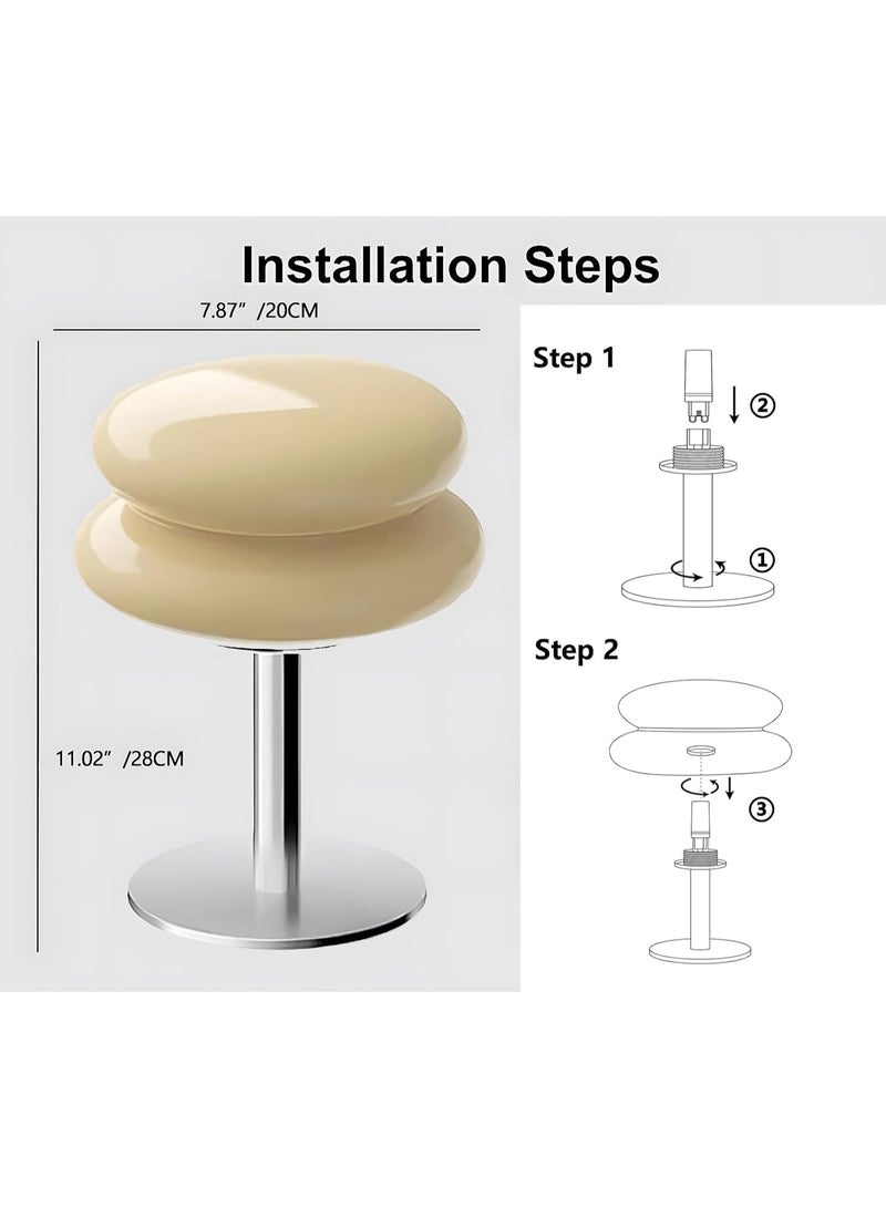 Mushroom Lamp for Bedroom,Mid Century Modern Lamp for Nightstand, Dimmable Retro Egg Tart Bedside Small Lamps,Unique Home Mushroom Decor Aesthetic Cute Table Lamps for Living Room (Orange) - Image 3