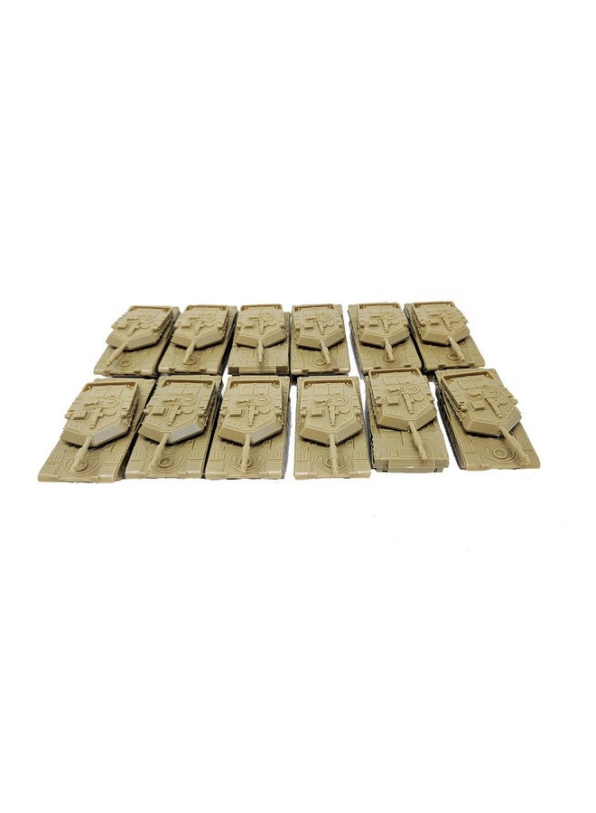 Toy Essentials 12 pc Armored Military Tanks with Wheels Diorama Sets Toy Aircraft Carriers Army Playsets - Image 1