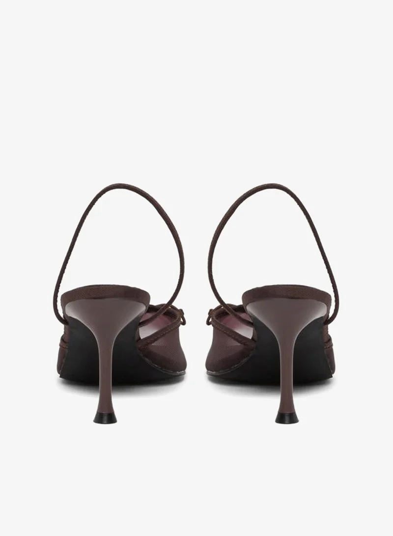 Styli Burgundy Burghandy Mesh Slingback Stiletto Heels Shoes for Women | Best Price UAE