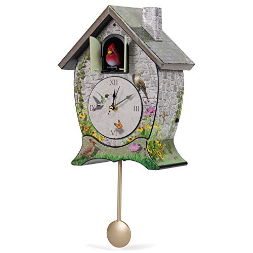 Mark Feldstein & Associates Mark Feldstein Garden Cottage Singing Cardinal Tabletop Wall Sound Cuckoo Clock 14x10 - Image 4