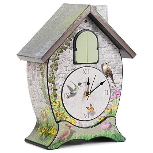 Mark Feldstein & Associates Mark Feldstein Garden Cottage Singing Cardinal Tabletop Wall Sound Cuckoo Clock 14x10 - Image 5