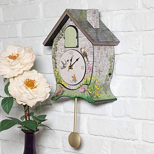 Mark Feldstein & Associates Mark Feldstein Garden Cottage Singing Cardinal Tabletop Wall Sound Cuckoo Clock 14x10 - Image 2