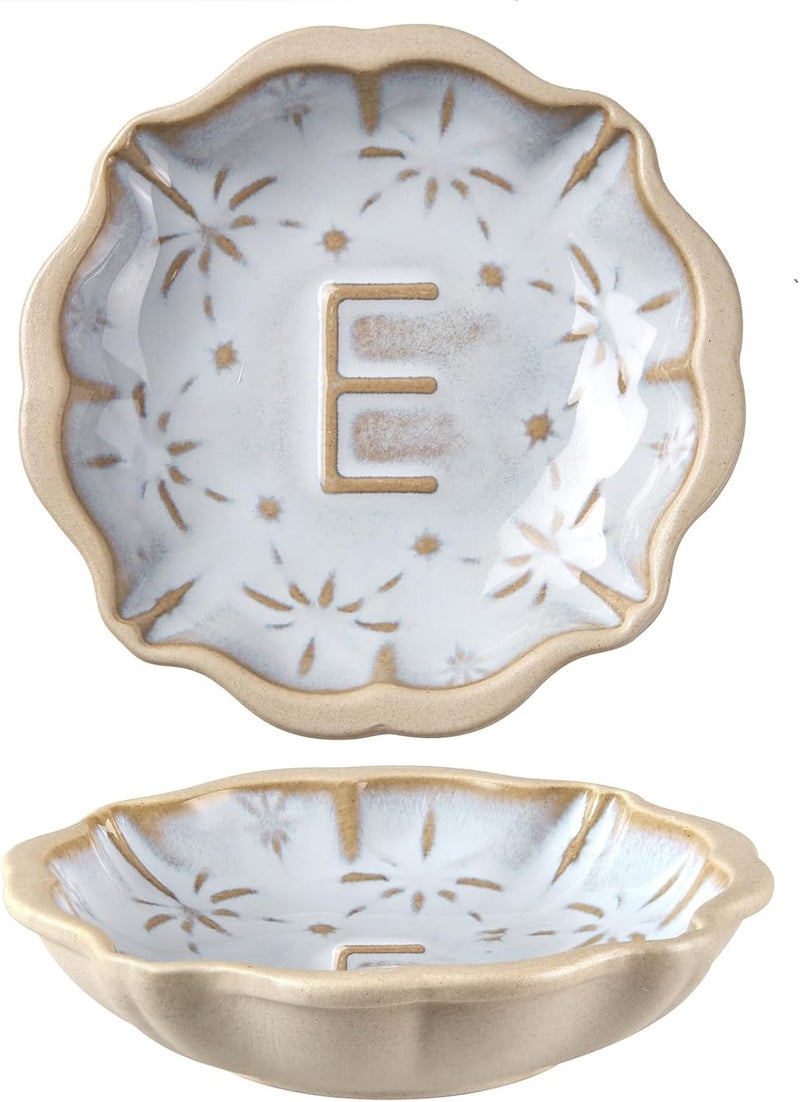 Meideal Ceramic Soy Sauce Dish 2 Oz Beige Dipping Bowls Set Small Serving Bowls Set of 2 Mini Dip Plates for Side Dishes Ketchup Appetizer Soy Vinegar Sushi BBQ Party Condiments E - Image 1