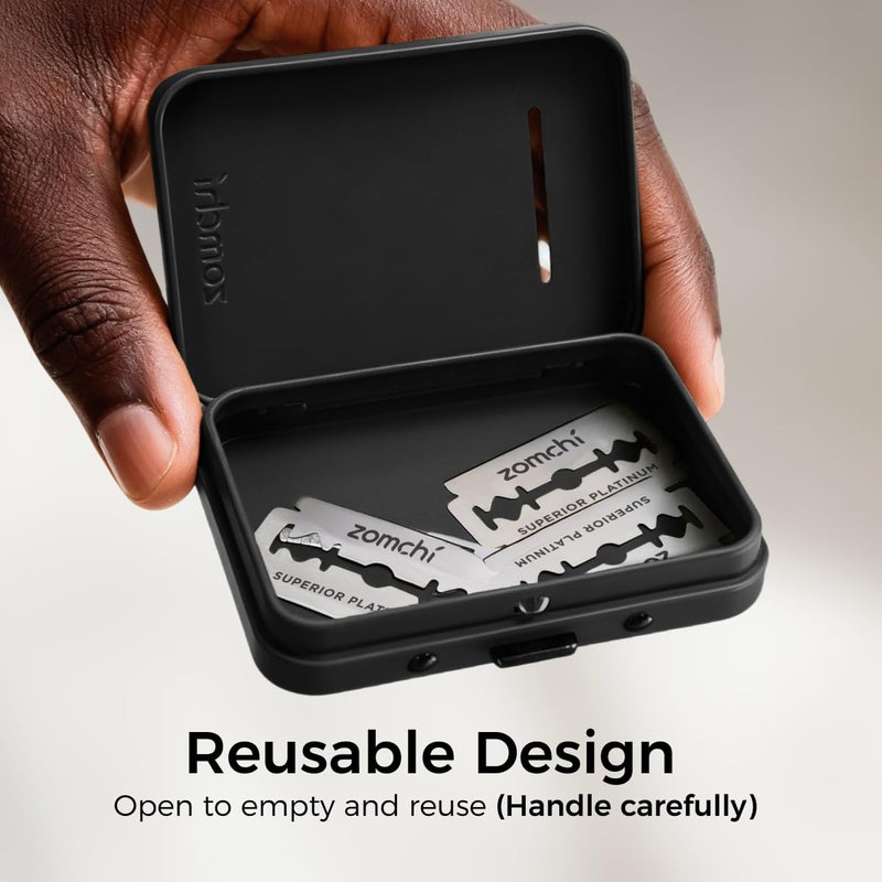 ZOMCHI Razor Blade Bank for Used Double Edge Safety Razor Blades, Compact Disposal Container for Safe Storage and Travel (Matte Black) - Image 4