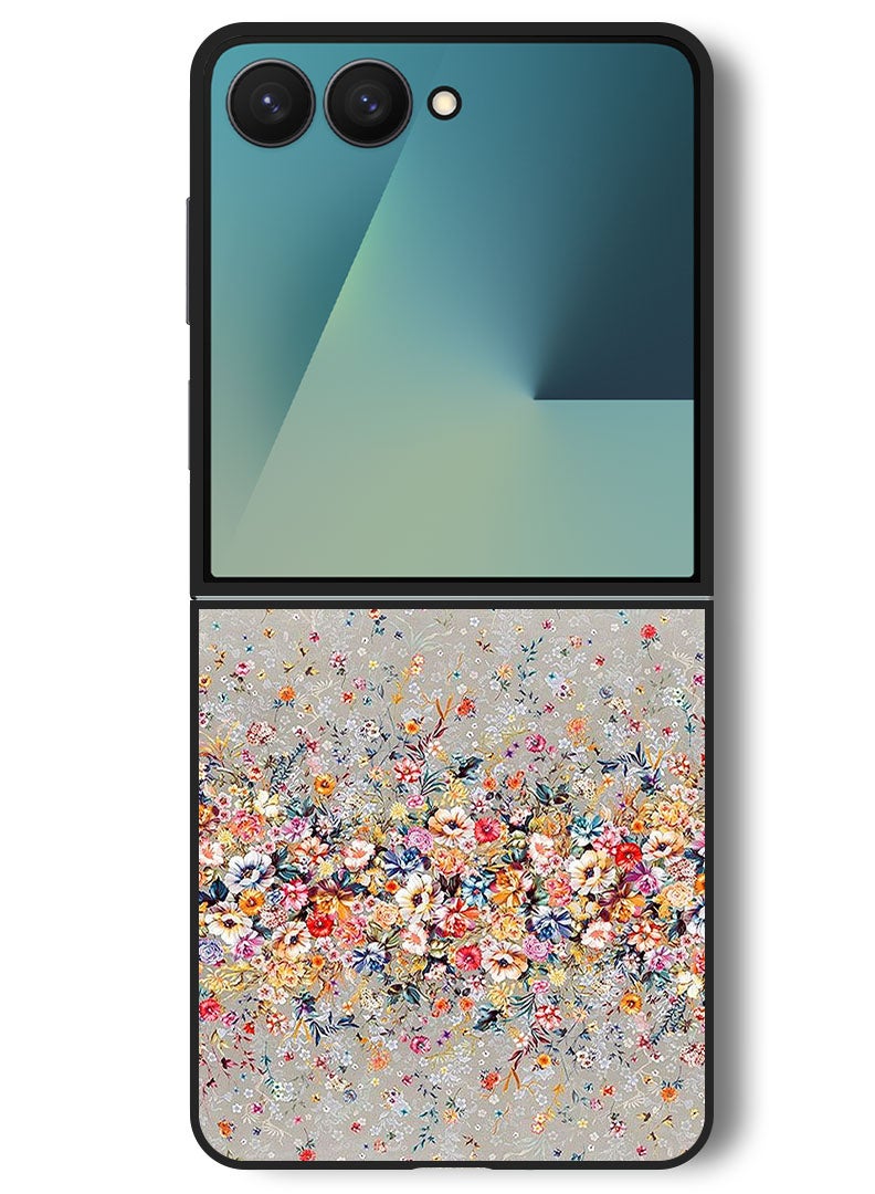 Theodor Case Compatible with Samsung Galaxy Z Flip 7 - 6.9 Inch Protection Shockproof Bumper Cover Small Flowers Abstract Art - Image 1