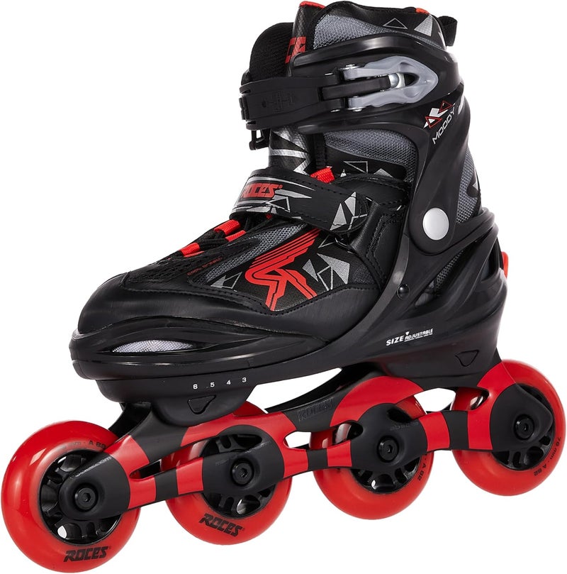 Roces MOODY Inline Skates for Teens – Black/Sports Red EU 36–40 | Adjustable Roller Skates with Anatomical Padding, ABEC 5 Bearings & 82A PU Wheels (400855/00002-36) - Image 1