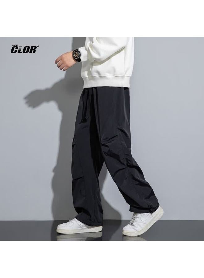 Clor Casual Paratrooper Pants For Men, Summer Lightweight Trendy Sports Cargo Pants, Loose Straight-leg Trousers Cr08 Black XL - Image 4