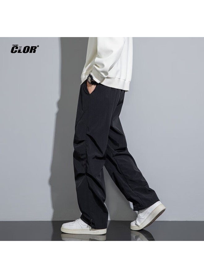 Clor Casual Paratrooper Pants For Men, Summer Lightweight Trendy Sports Cargo Pants, Loose Straight-leg Trousers Cr08 Black XL - Image 5