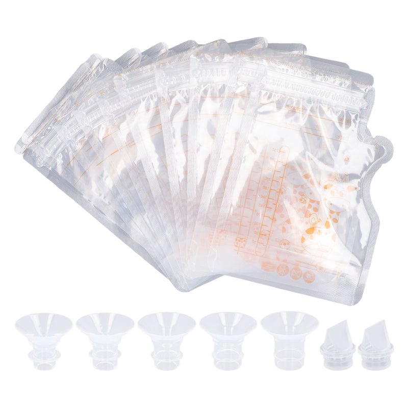 Wearable Breast Pump Flange Inserts 13mm 15mm 17mm 19mm 21mm 24mm Breast Pump Silicone Flange with Duckbill Valve Milk Bag - Image 1