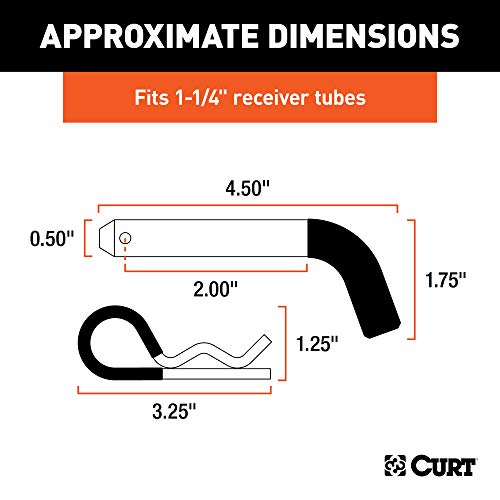 Curt BKDK CURT 21410 Trailer Hitch Pin & Clip with Vinyl-Coated Grip, 1/2-Inch Diameter, Fits 1-1/4-Inch Receiver, Clear ZINC - Image 2