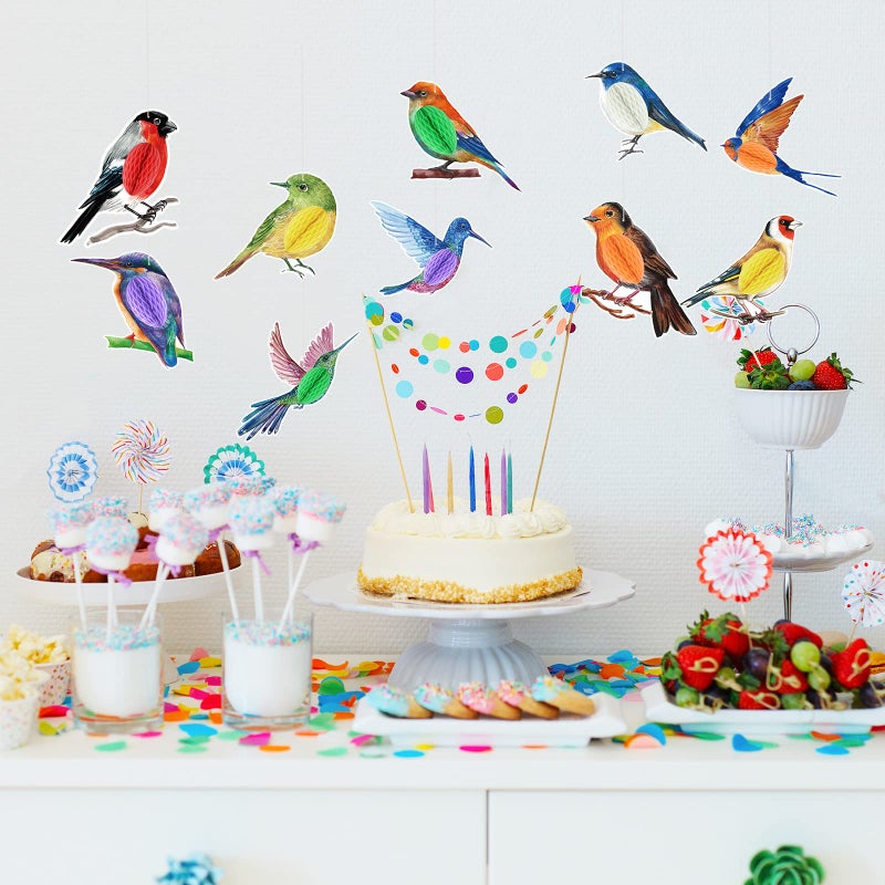 PerKoop 10 Pcs Bird Party Decorations Tropical Bird Honeycomb Paper Cutouts Jungle Rainforest Theme Hanging Parrot Birthday Hawaiian Luau Tiki Party for Home Classroom Supplies - Image 5