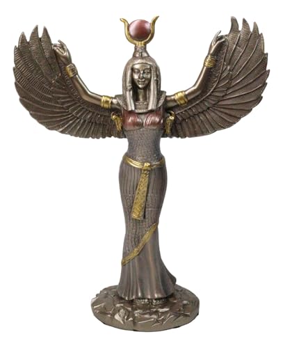 Ebros Gift Egyptian Goddess Isis Ra with Open Wings Statue 12" Tall Deity of Motherhood Magic Wisdom and Nature Home Decorative Sculpture Gods of Egypt Accent (Bronze Patina) - Image 1
