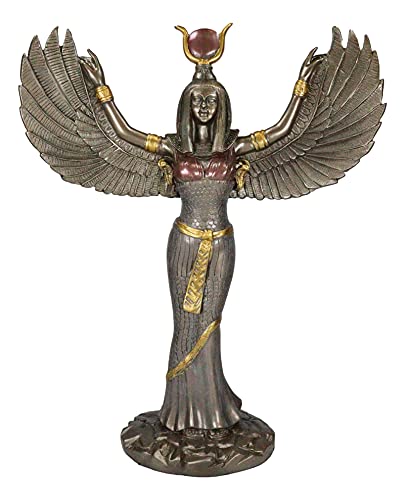 Ebros Gift Egyptian Goddess Isis Ra with Open Wings Statue 12" Tall Deity of Motherhood Magic Wisdom and Nature Home Decorative Sculpture Gods of Egypt Accent (Bronze Patina) - Image 5