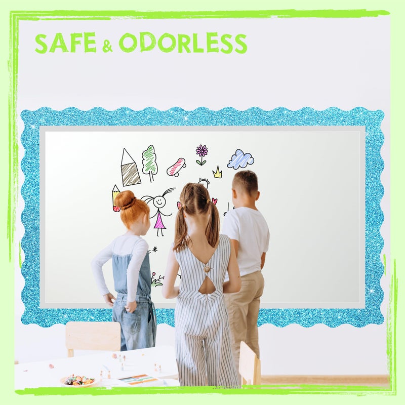 ERKE 66 Feet Bulletin Board Borders, Glittering Rolled Border Trim with Wavy Line Design - Walls, Desks, Windows, Doors, Chalkboards, Whiteboards Decors for School, Classroom, Home & Offices (Blue) - Image 3